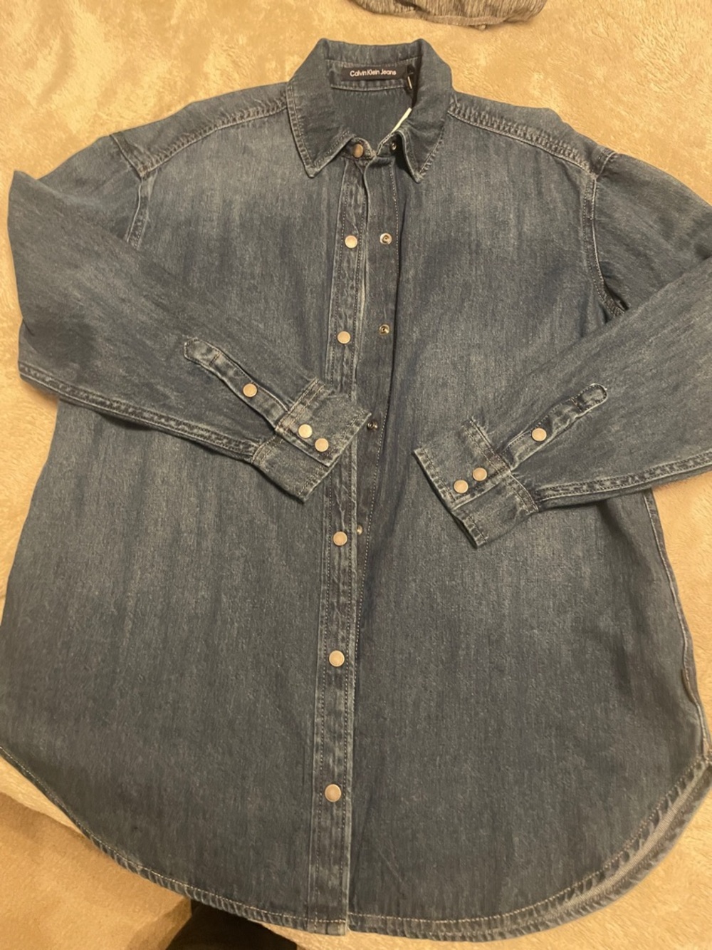 Calvin Klein Jeans Indigo Blue Denim Snap-Front Shirt